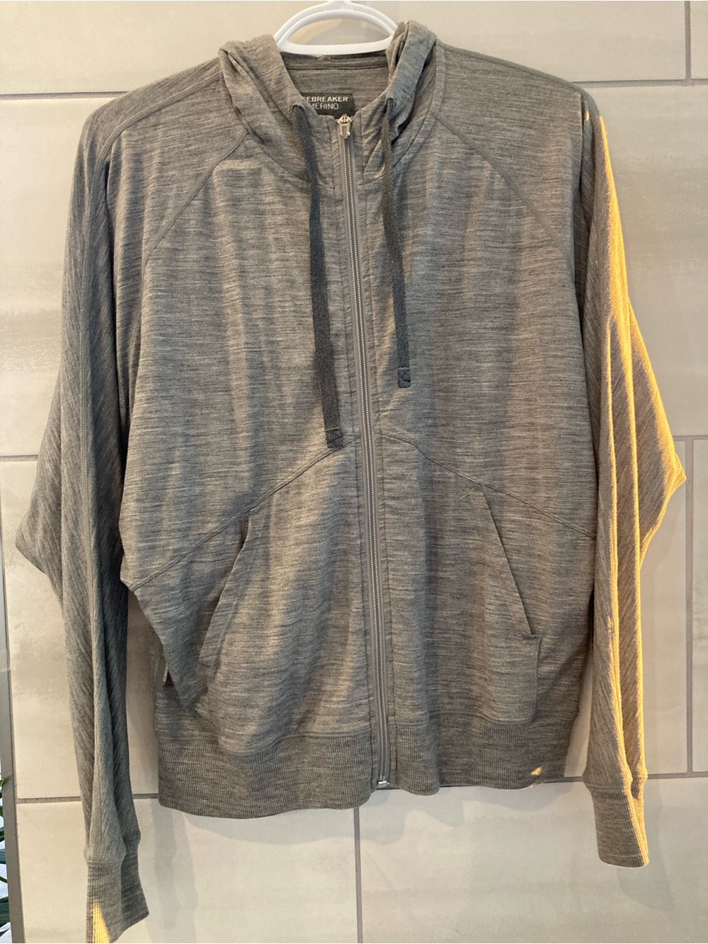 Icebreaker Men's Light Grey Full-Zip Hooded Sweater